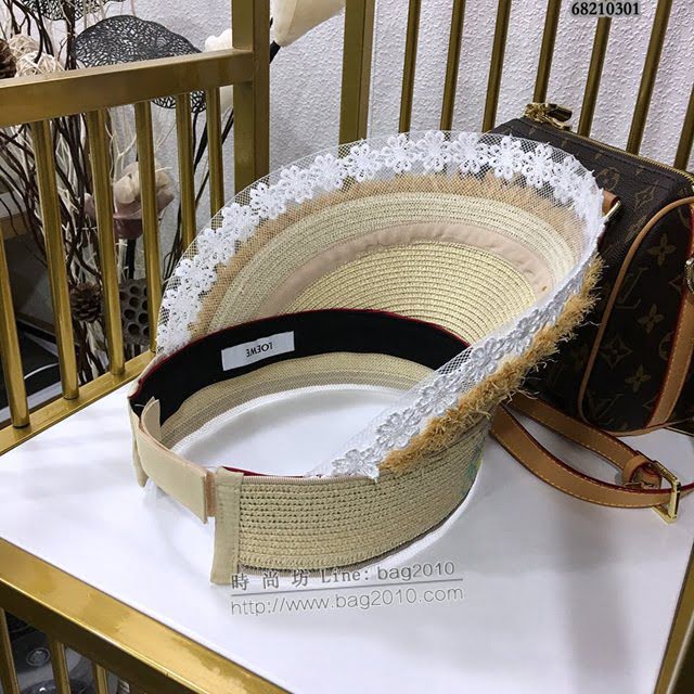 LOEWE女士帽子 羅意威蕾絲花邊空頂帽 Loewe草帽太陽帽  mm1001